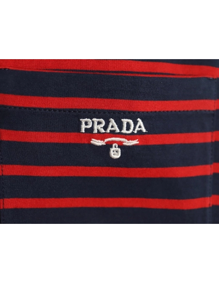 Prada Striped Pocket Short Sleeve T-Shirt TSK1,Prada