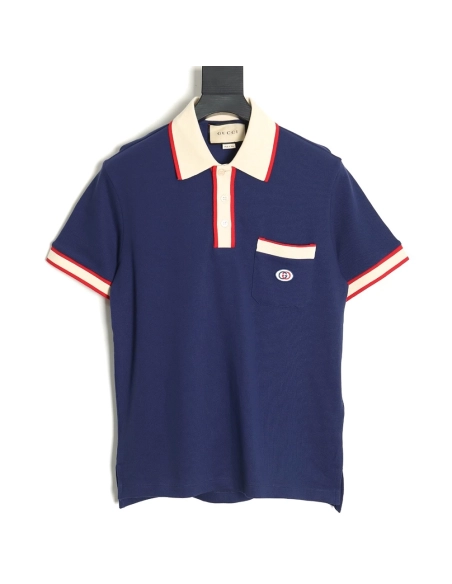 Gucci Classic Pocket Embroidered Double G Polo Short Sleeve,Gucci
