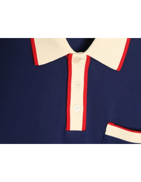 Gucci Classic Pocket Embroidered Double G Polo Short Sleeve,Gucci