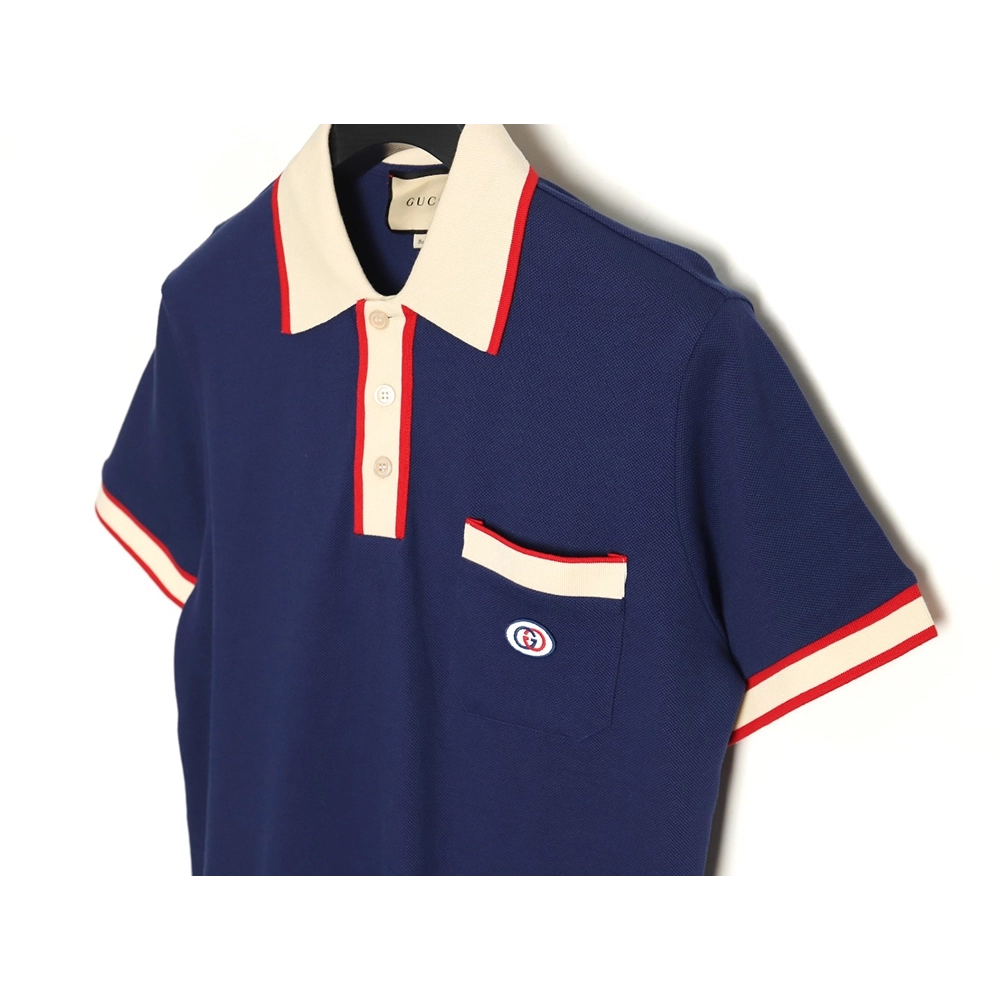 Gucci Classic Pocket Embroidered Double G Polo Short Sleeve,Gucci