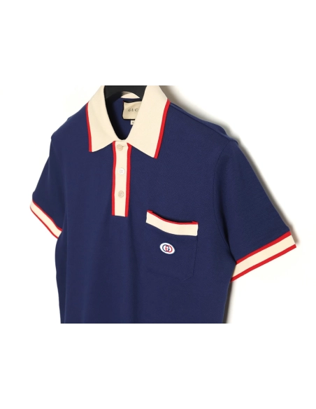 Gucci Classic Pocket Embroidered Double G Polo Short Sleeve,Gucci