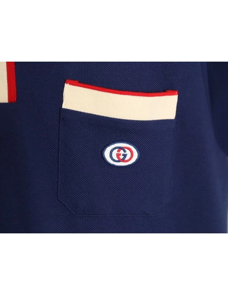 Gucci Classic Pocket Embroidered Double G Polo Short Sleeve,Gucci