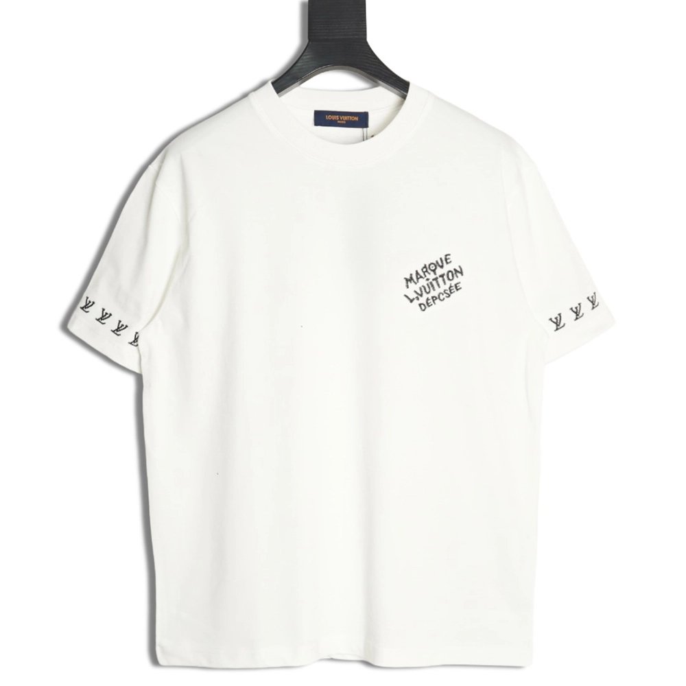 Louis Vuitton double sleeve badge slogan embroidered short sleeves,Louis Vuitton