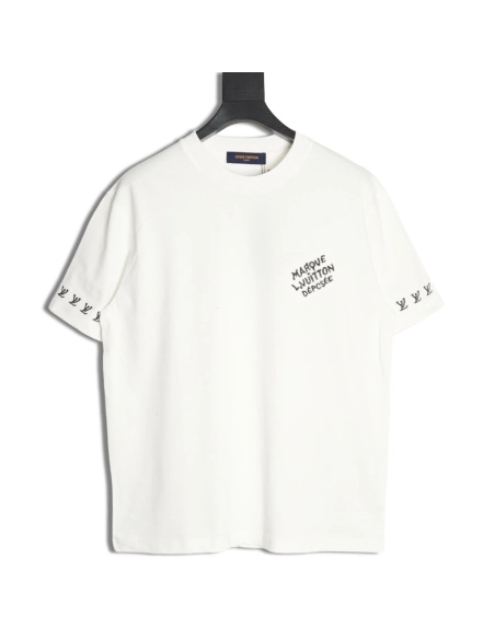 Louis Vuitton double sleeve badge slogan embroidered short sleeves,Louis Vuitton