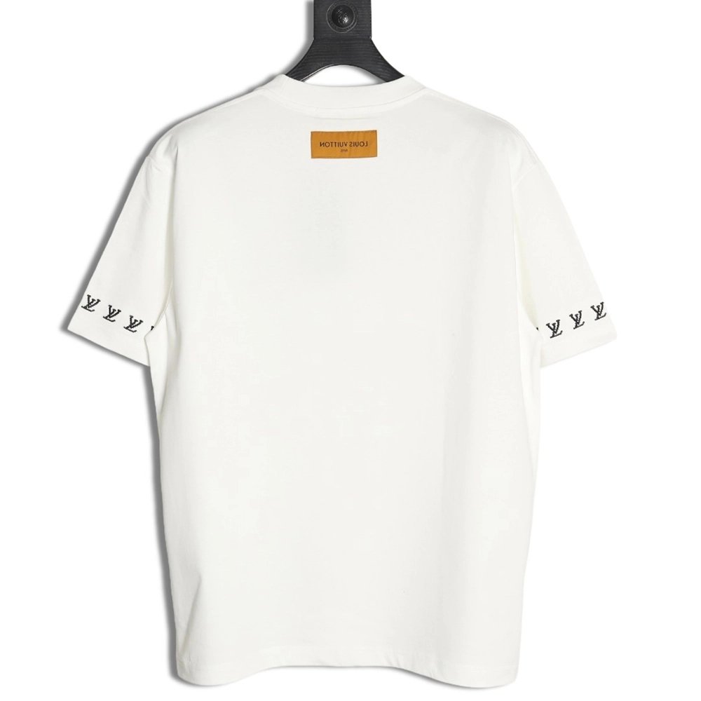 Louis Vuitton double sleeve badge slogan embroidered short sleeves,Louis Vuitton