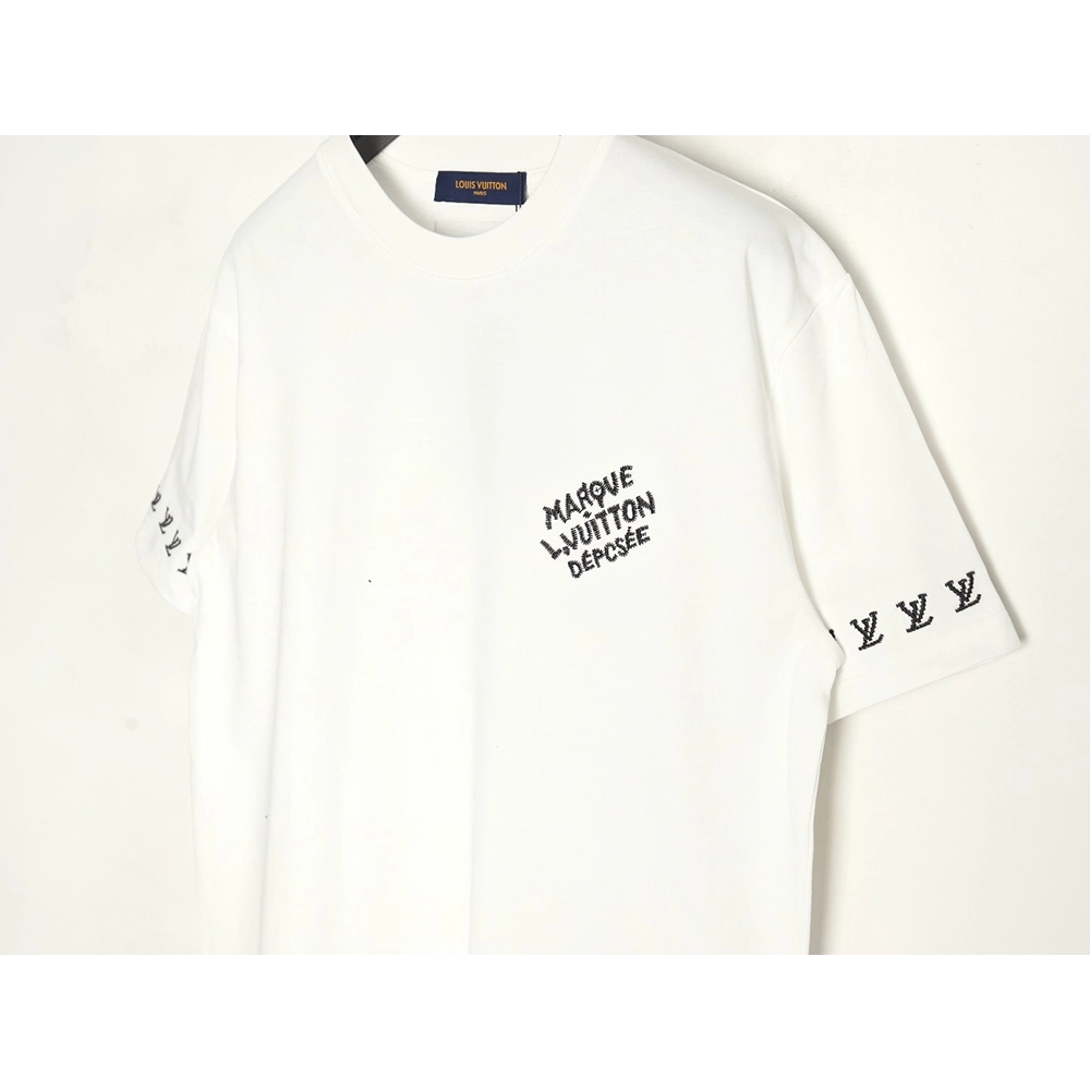 Louis Vuitton double sleeve badge slogan embroidered short sleeves,Louis Vuitton
