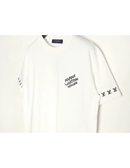 Louis Vuitton double sleeve badge slogan embroidered short sleeves,Louis Vuitton