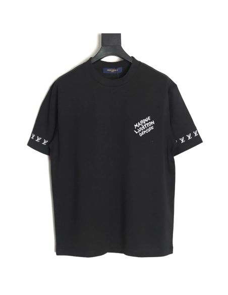 Louis Vuitton double sleeve badge slogan embroidered short sleeves TSK1,Louis Vuitton