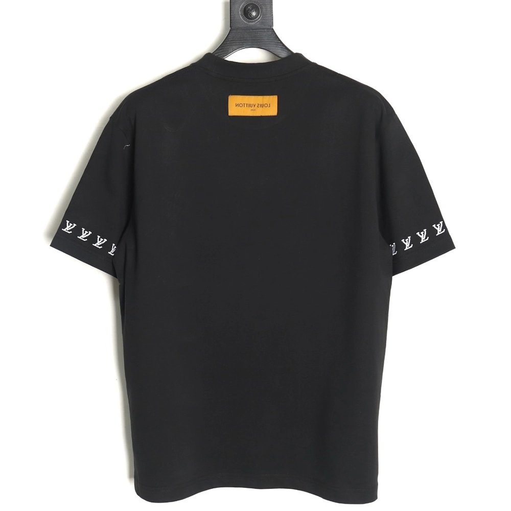 Louis Vuitton double sleeve badge slogan embroidered short sleeves TSK1,Louis Vuitton