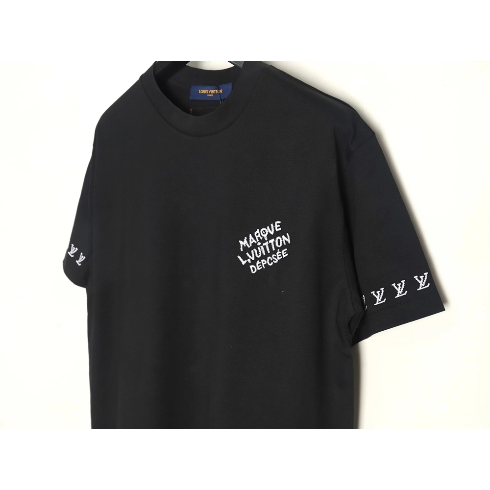 Louis Vuitton double sleeve badge slogan embroidered short sleeves TSK1,Louis Vuitton