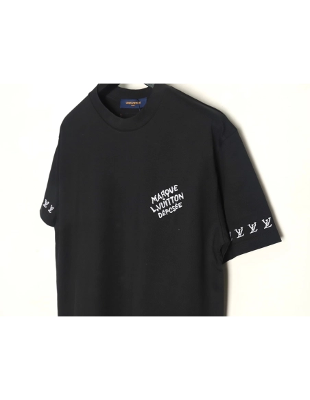 Louis Vuitton double sleeve badge slogan embroidered short sleeves TSK1,Louis Vuitton