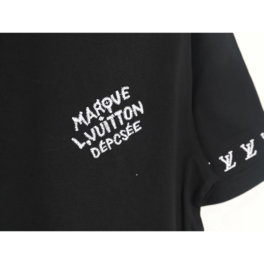 Louis Vuitton double sleeve badge slogan embroidered short sleeves TSK1,Louis Vuitton