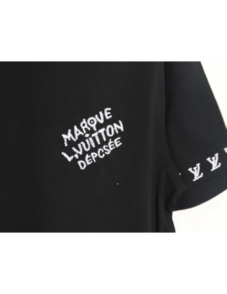 Louis Vuitton double sleeve badge slogan embroidered short sleeves TSK1,Louis Vuitton