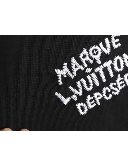 Louis Vuitton double sleeve badge slogan embroidered short sleeves TSK1,Louis Vuitton