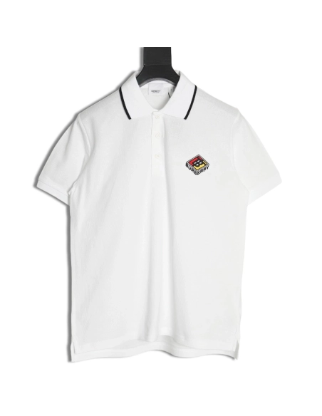 Burberry Rubiks Cube Embroidered Short Sleeve Polo Shirt,Burberry