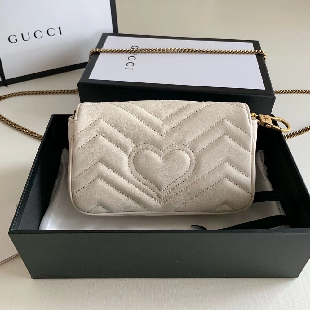 Gucci 476433 GG Marmont Matelasse Super Mini Bag White