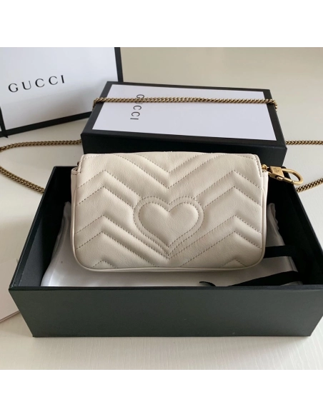 Gucci 476433 GG Marmont Matelasse Super Mini Bag White