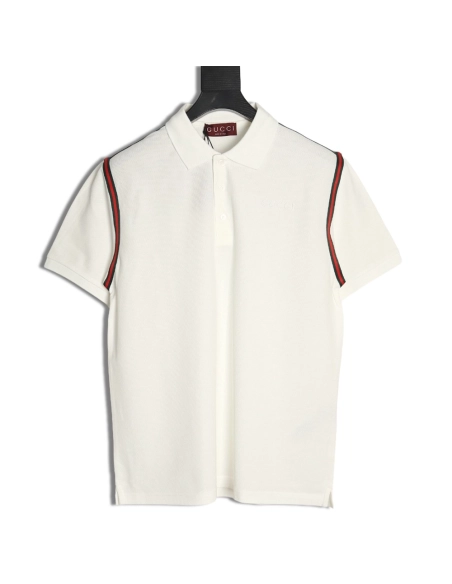Gucci webbing splicing short-sleeved POLO shirt,Gucci