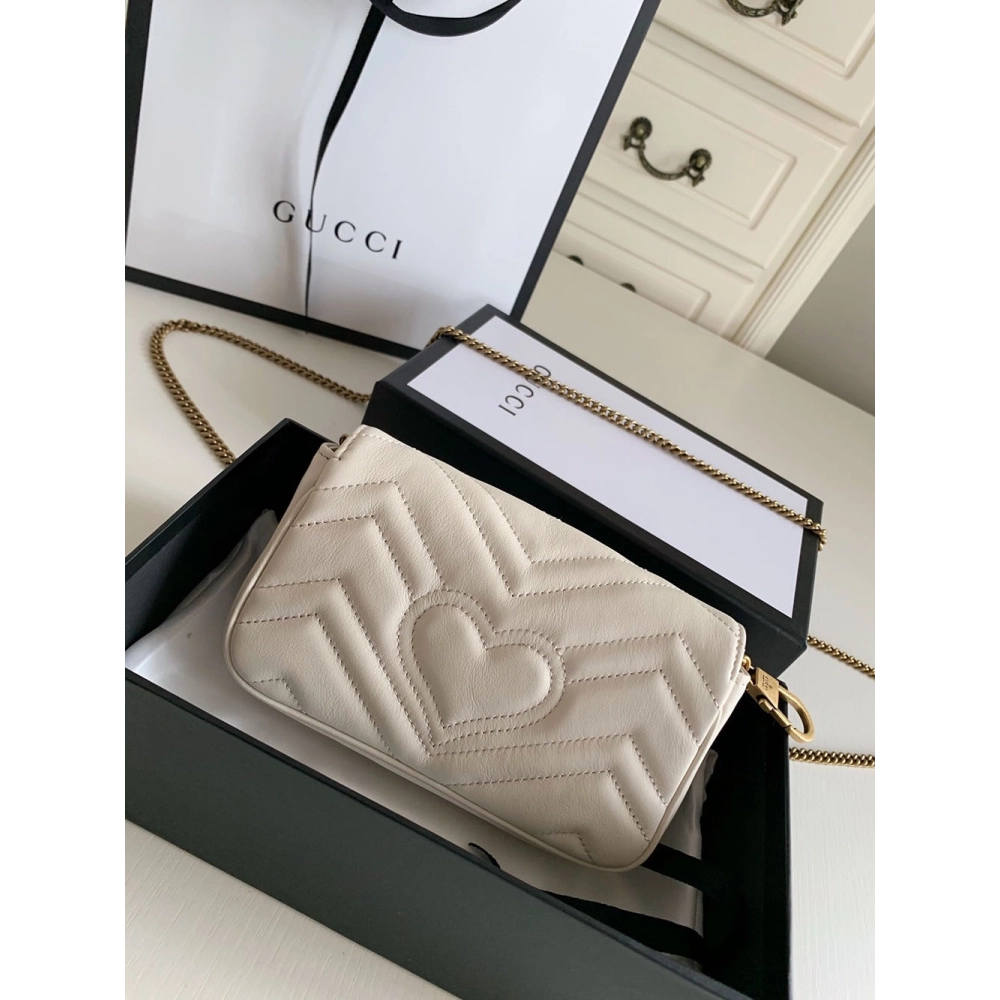 Gucci 476433 GG Marmont Matelasse Super Mini Bag White
