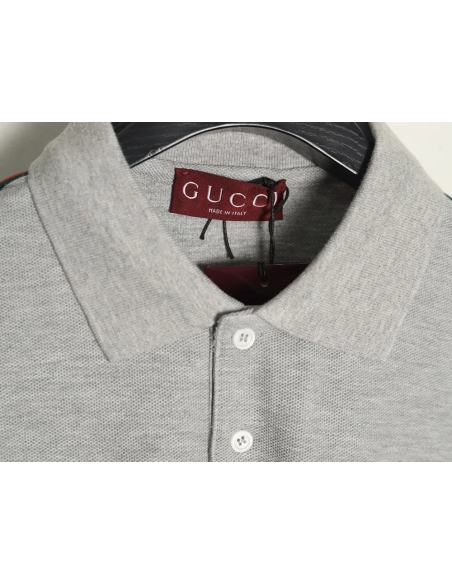 Gucci webbing splicing short-sleeved POLO shirt TSK1,Gucci