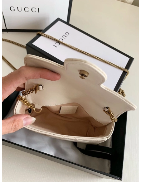 Gucci 476433 GG Marmont Matelasse Super Mini Bag White