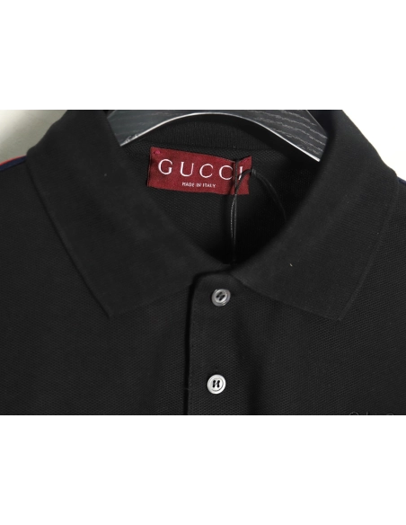 Gucci webbing splicing short-sleeved POLO shirt TSK3,Gucci