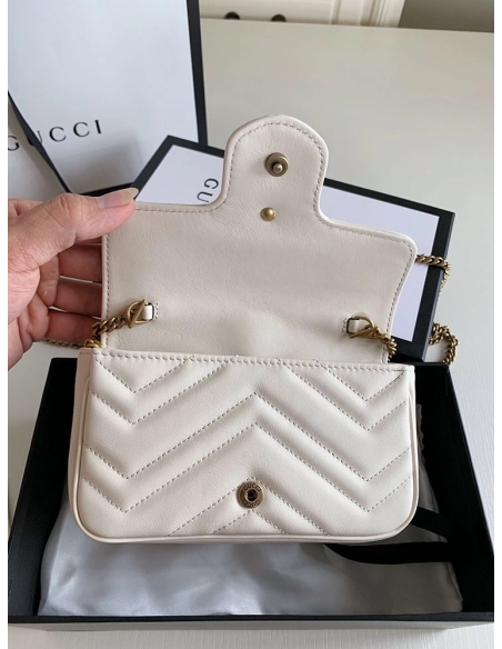 Gucci 476433 GG Marmont Matelasse Super Mini Bag White