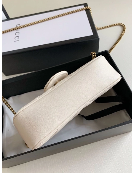 Gucci 476433 GG Marmont Matelasse Super Mini Bag White