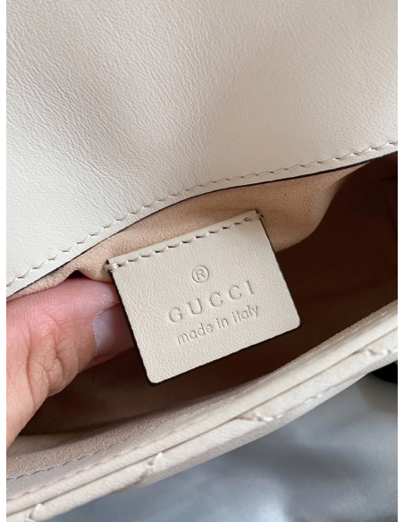 Gucci 476433 GG Marmont Matelasse Super Mini Bag White
