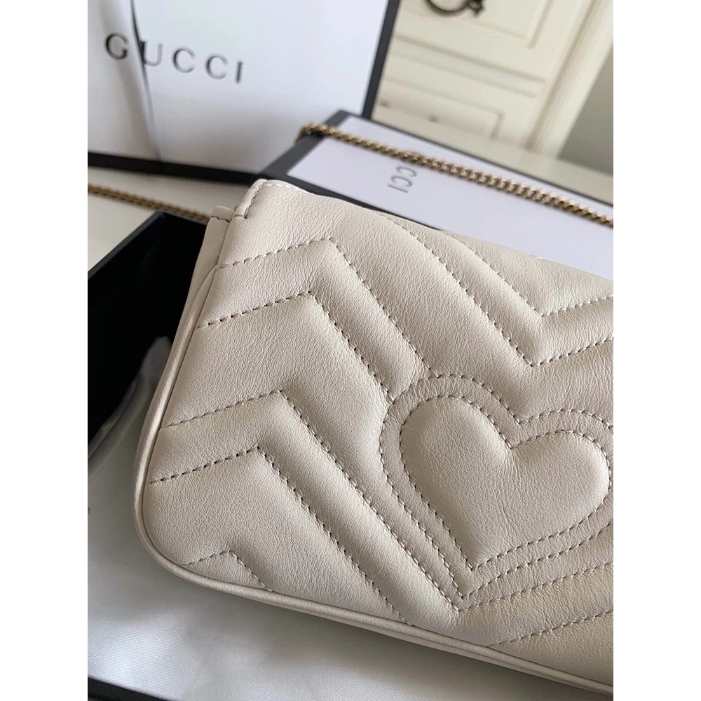 Gucci 476433 GG Marmont Matelasse Super Mini Bag White