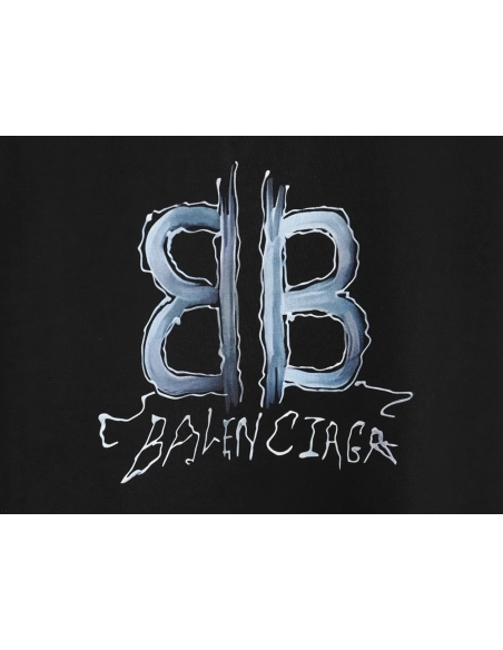 Balenciaga Double B cursive lettering print crew neck short sleeves,Balenciaga