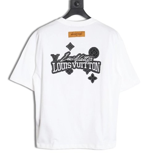 Louis Vuitton heavy letter embroidered short sleeve,Louis Vuitton