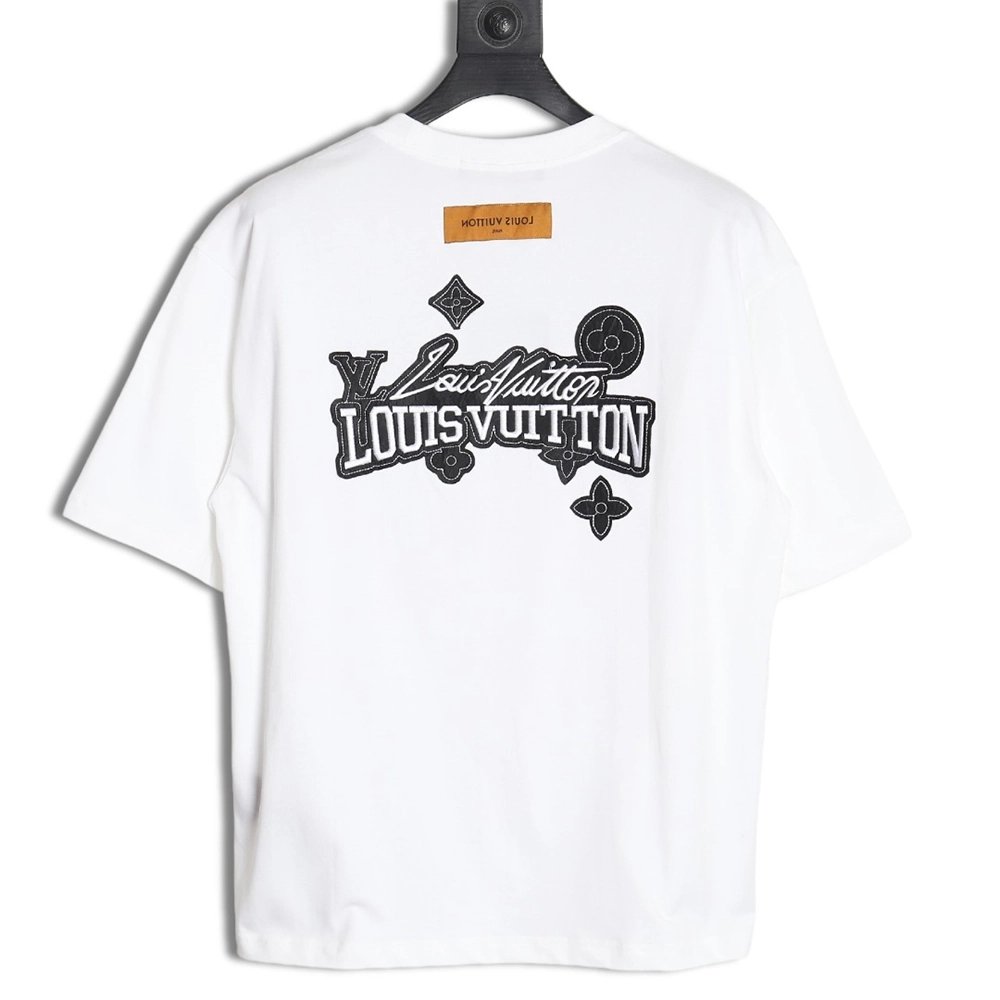 Louis Vuitton heavy letter embroidered short sleeve,Louis Vuitton