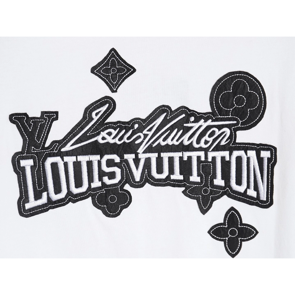 Louis Vuitton heavy letter embroidered short sleeve,Louis Vuitton