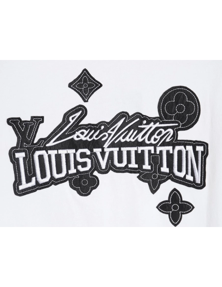 Louis Vuitton heavy letter embroidered short sleeve,Louis Vuitton
