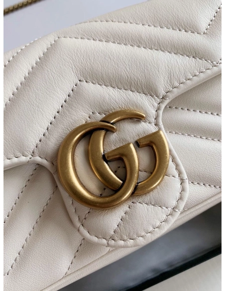 Gucci 476433 GG Marmont Matelasse Super Mini Bag White