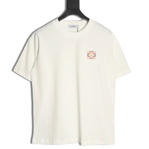 Loewe chest colorful logo embroidery logo short sleeve T-shirt,Loewe