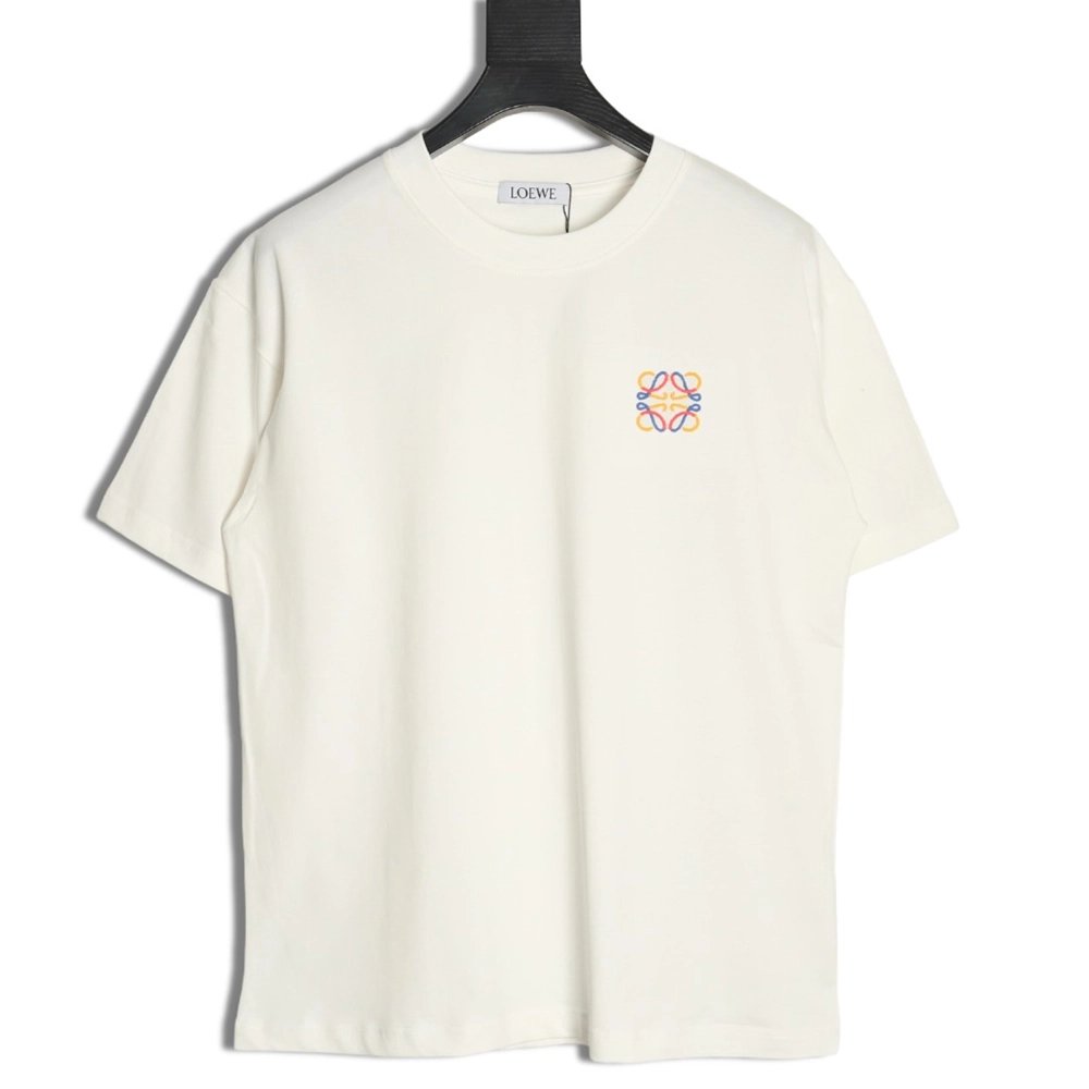 Loewe chest colorful logo embroidery logo short sleeve T-shirt,Loewe