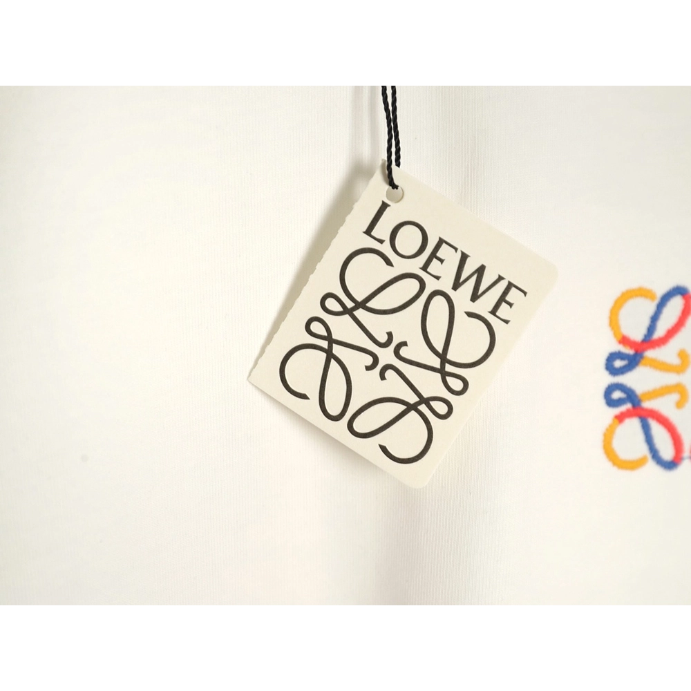 Loewe chest colorful logo embroidery logo short sleeve T-shirt,Loewe