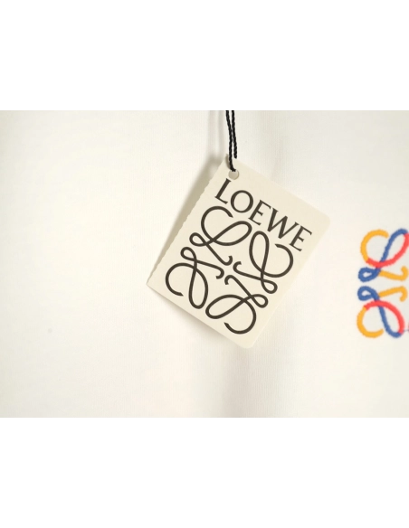 Loewe chest colorful logo embroidery logo short sleeve T-shirt,Loewe