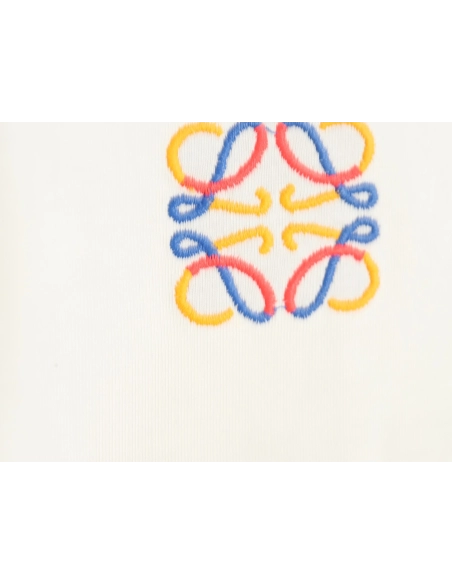 Loewe chest colorful logo embroidery logo short sleeve T-shirt,Loewe