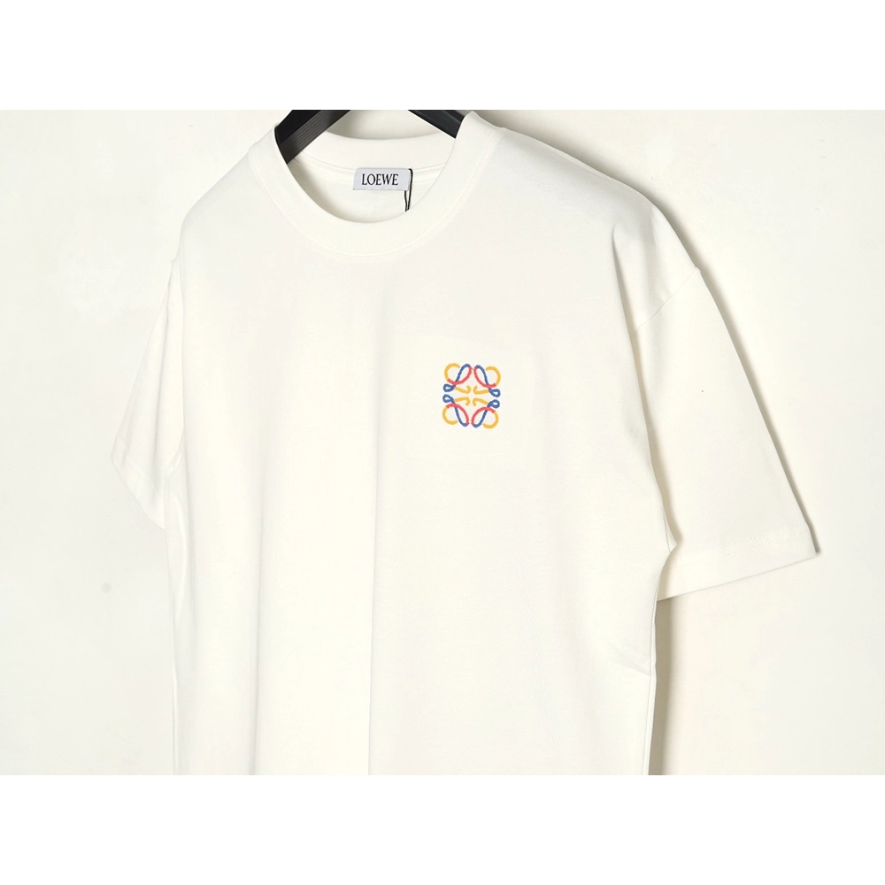 Loewe chest colorful logo embroidery logo short sleeve T-shirt,Loewe
