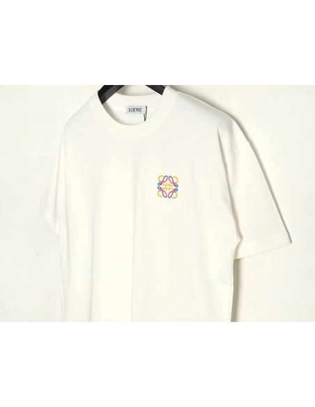 Loewe chest colorful logo embroidery logo short sleeve T-shirt,Loewe