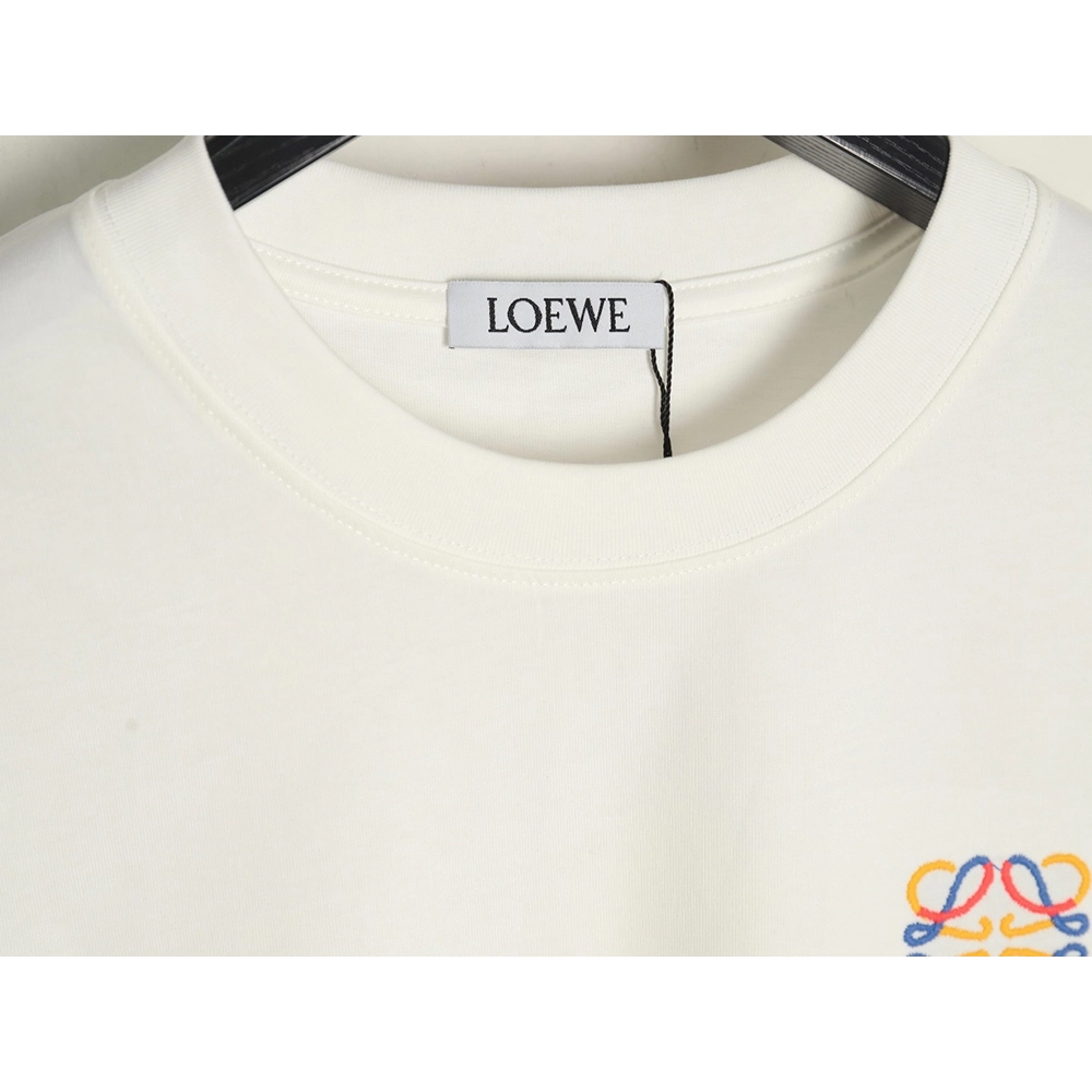Loewe chest colorful logo embroidery logo short sleeve T-shirt,Loewe
