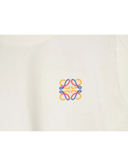 Loewe chest colorful logo embroidery logo short sleeve T-shirt,Loewe