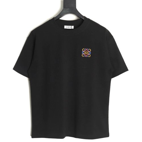 Loewe chest colorful logo embroidery logo short sleeve T-shirt TSK1,Loewe
