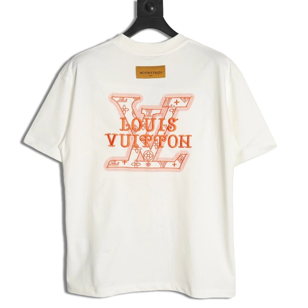 Louis Vuitton large logo lettering rope embroidery short-sleeved T-shirt,Louis Vuitton