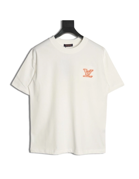 Louis Vuitton large logo lettering rope embroidery short-sleeved T-shirt,Louis Vuitton