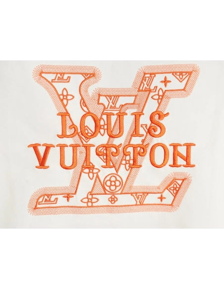 Louis Vuitton large logo lettering rope embroidery short-sleeved T-shirt,Louis Vuitton