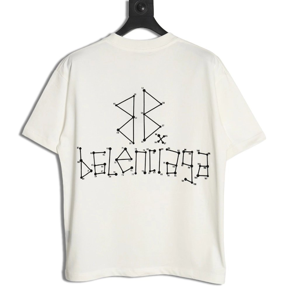Balenciaga geometric logo double B flocked short-sleeved T-shirt,Balenciaga